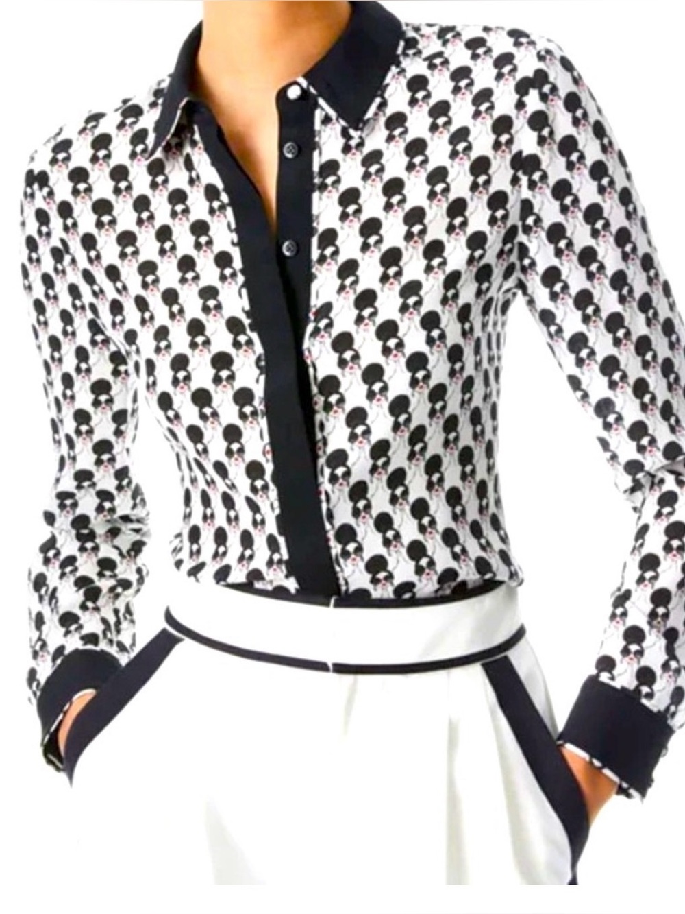 Alice + Olivia Willa Sassy Stace Face Silk Blouse Size XS